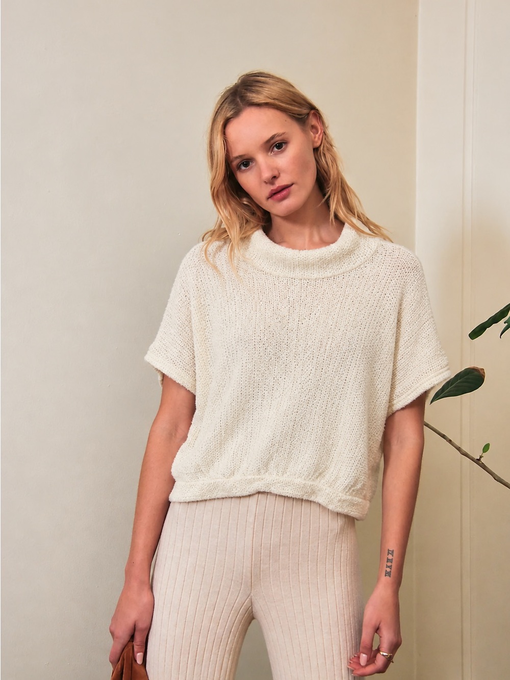 Free People “Life’s a Beach” Knit Short Sleeve Sweater | Ivory